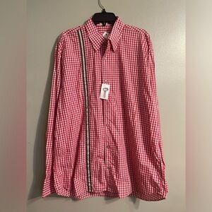 Identity Men’s Plaid Red Button Up 100% Cotton Shirt  Size XL 17/17.5 New